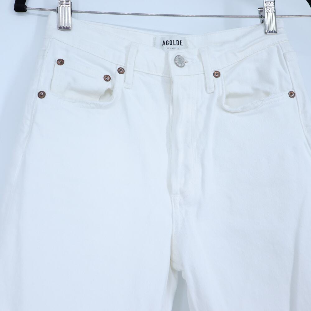 AGOLDE Riley Straight Crop Jeans Blurred White High Rise Button Fly Women's 24 - Picture 5 of 11